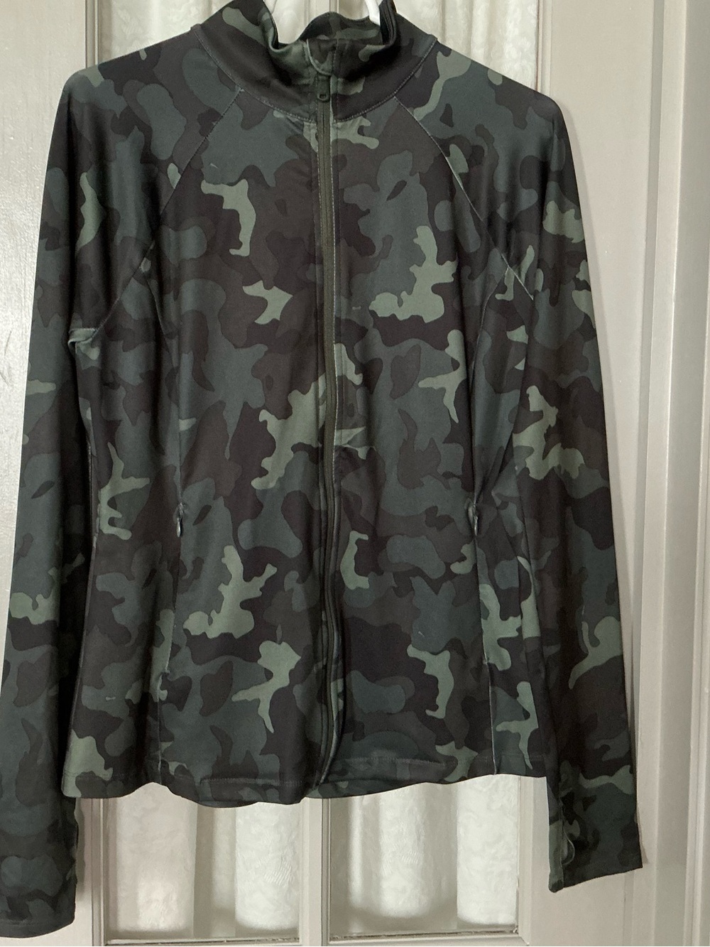 tek gear Women's Camouflage Lightweight Full-Zip Jacket in Green and Black